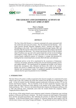 The Geology and Geothermal Activity of the East African Rift