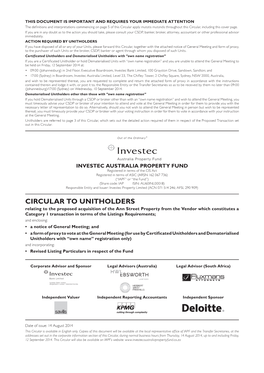 Ann Street Acquisition Circular