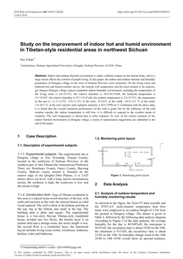 Study on the Improvement of Indoor Hot and Humid Environment in Tibetan-Style Residential Areas in Northwest Sichuan