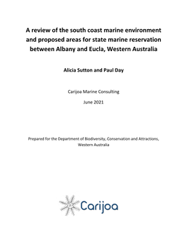 Review of the South Coast Marine Areas for Reservation 2021
