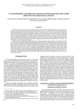 17. Geochemistry and Origin of Pliocene and Pleistocene Ash Layers from the Iceland Plateau, Site 9071