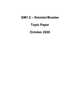GM1.2 – Simister/Bowlee Topic Paper October 2020