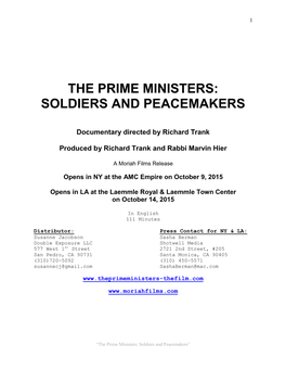 The Prime Ministers: Soldiers and Peacemakers