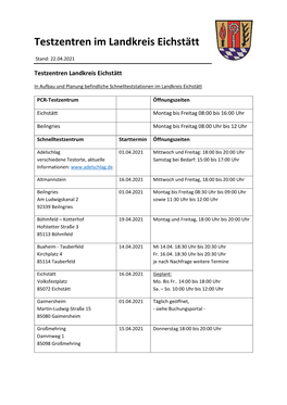 Testzentren Im Landkreis Eichstätt