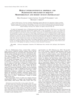 Repeat Intercontinental Dispersal and Pleistocene Speciation in Disjunct Mediterranean and Desert Senecio (Asteraceae)1