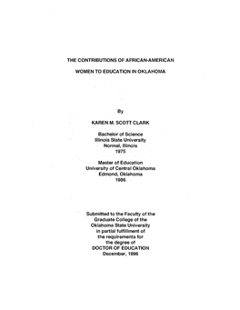 The Contributions of African-American Women to Education in Oklahoma ·