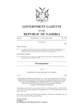 Government Gazette Republic of Namibia