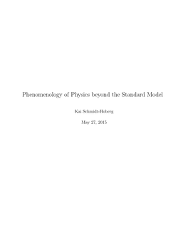 Phenomenology of Physics Beyond the Standard Model