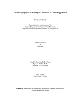 The Necrogeography of Melungeon Cemeteries in Central Appalachia