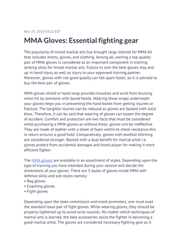 MMA Gloves: Essential Fighting Gear