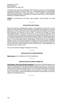 November 18, 2019 Zoning Meeting Minutes Book 148, Page 1061