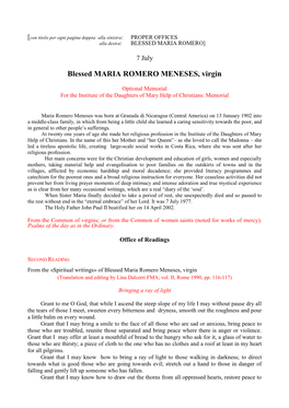 Blessed MARIA ROMERO MENESES, Virgin