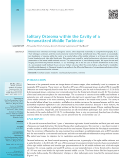 Solitary Osteoma Within the Cavity of a Pneumatized Middle Turbinate