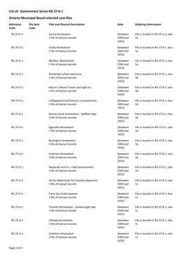 Government Series RG 37-6-1 Ontario Municipal Board Selected Case Files