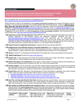 Ventura/Cahuenga Boulevard Corridor Specific Plan (Ordinance 174,052) Project Permit Compliance Application Instructions & Requirements