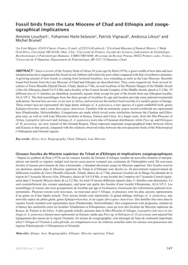 Fossil Birds from the Late Miocene of Chad and Ethiopia and Zooge