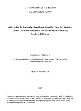 Miocene to Pliocene Imperial Formation), Southern California