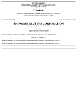 THOMSON REUTERS CORPORATION (Translation of Registrant's Name Into English)