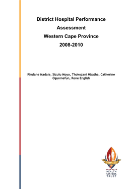 District Hospital Performance Assessment Western Cape Province 2008-2010