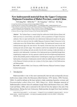 New Hadrosauroid Material from the Upper Cretaceous Majiacun