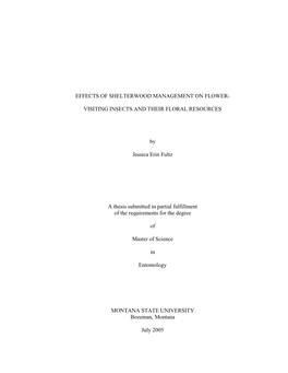 Effects of Shelterwood Management on Flower-Visiting Insects and Their