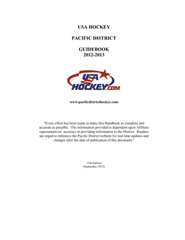 Usa Hockey Pacific District Guidebook 2012-2013