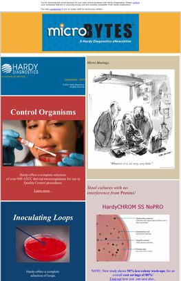 Control Organisms Inoculating Loops