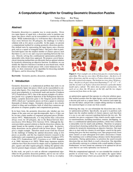 A Computational Algorithm for Creating Geometric Dissection Puzzles