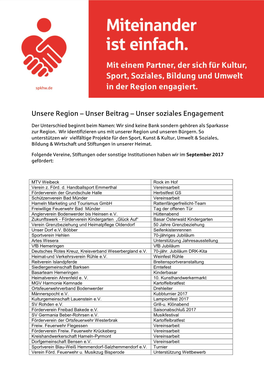 Unser Beitrag – Unser Soziales Engagement