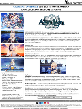 Azur Lane: Crosswave Sets Sail in North America and Europe for the Playstation®4!