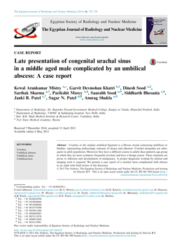 Late Presentation of Congenital Urachal Sinus in a Middle Aged Male Complicated by an Umbilical Abscess: a Case Report