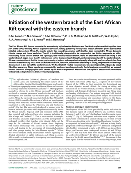 Initiation of the Western Branch of the East African Rift Coeval with the Eastern Branch