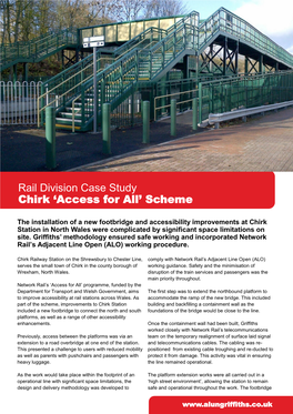 Rail Division Case Study Chirk ‘Access for All’ Scheme