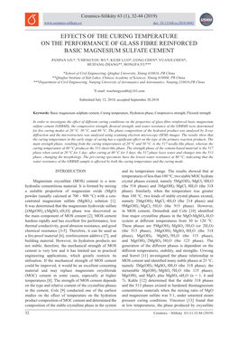 Effects of the Curing Temperature on the Performance of Glass Fibre Reinforced Basic Magnesium Sulfate Cement