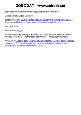 Species Composition and Diagnoses of Leaf- and Fruit-Scarring Beetles