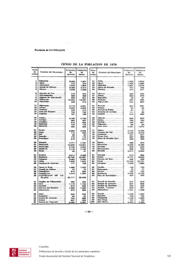 CENSO DE LA POBLACION DE 197 0 Castellón Poblaciones De