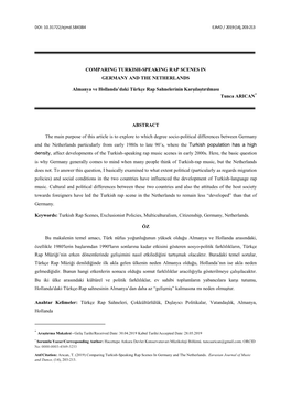 Comparing Turkish-Speaking Rap Scenes in Germany and the Netherlands