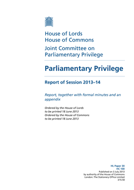 Parliamentary Privilege