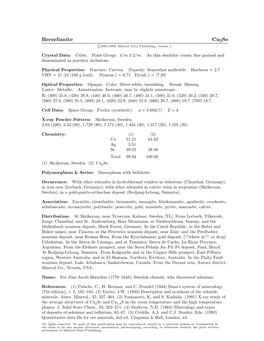 Berzelianite Cu2se C 2001-2005 Mineral Data Publishing, Version 1