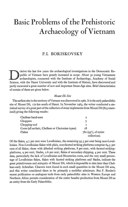 Basic Problems of the Prehistoric Archaeology of Vietnam