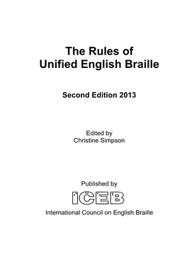 Rules of Unified English Braille, 2013