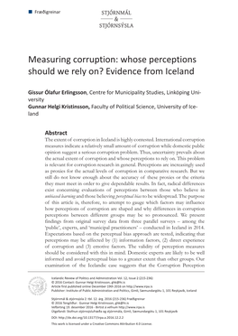 Measuring Corruption: Whose Perceptions Should We Rely On? Evidence from Iceland