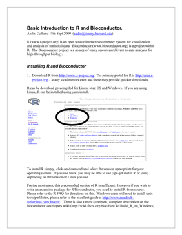 Basic Introduction to R and Bioconductor