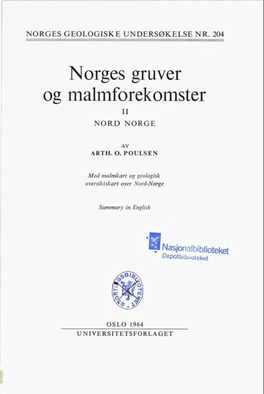 Norges Gruver Og Malmforekomster Ii NORD NORGE