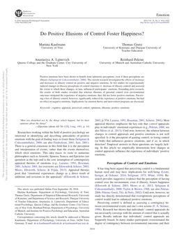 Do Positive Illusions of Control Foster Happiness?