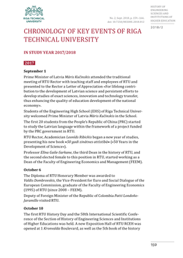Chronology of Key Events of Riga Technical University