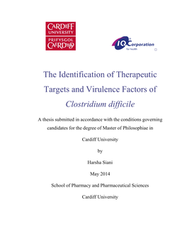 The Identification of Therapeutic Targets and Virulence Factors of Clostridium Difficile