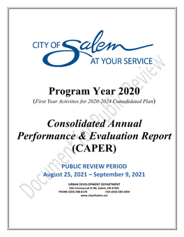 Program Year 2020 Consolidated Annual Performance & Evaluation Report (CAPER)