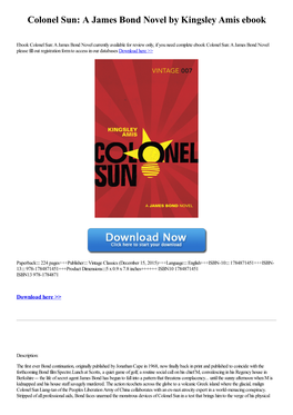 Colonel Sun: a James Bond Novel by Kingsley Amis Ebook