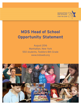 MDS Head of School Opportunity Statement